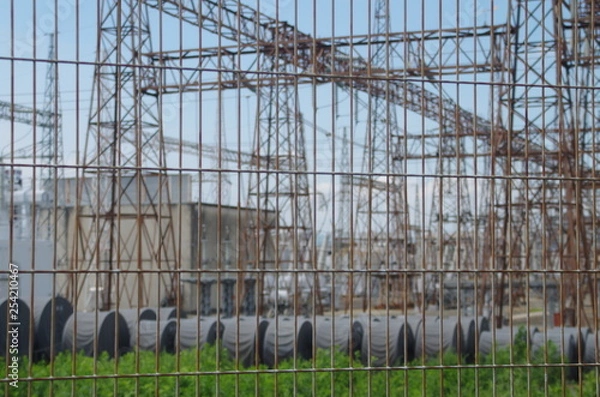 Obraz 日本　電線　門真市　鉄塔