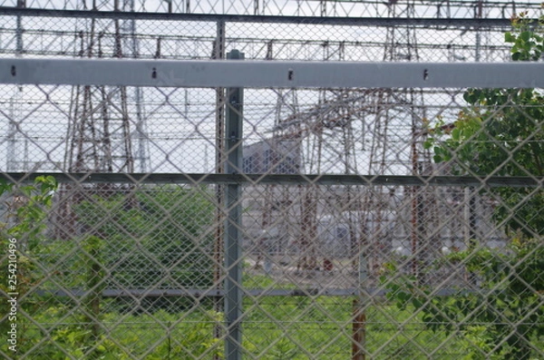 Obraz 日本　電線　門真市　鉄塔