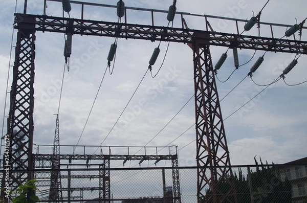 Obraz 日本　電線　門真市　鉄塔