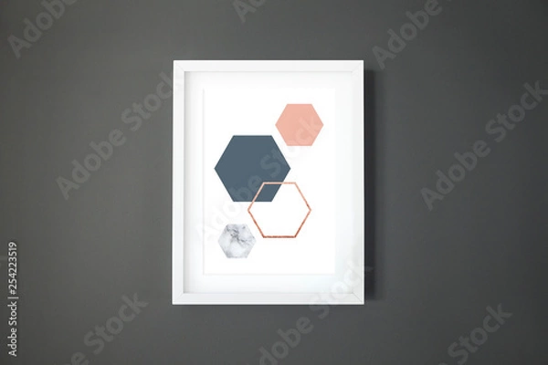 Obraz A4 white frame on grey wall