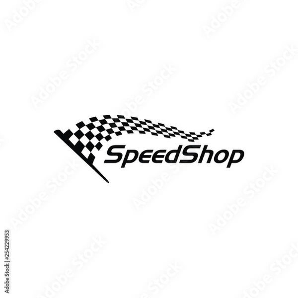 Fototapeta Modern Race Flag Icon Additional Simple Template