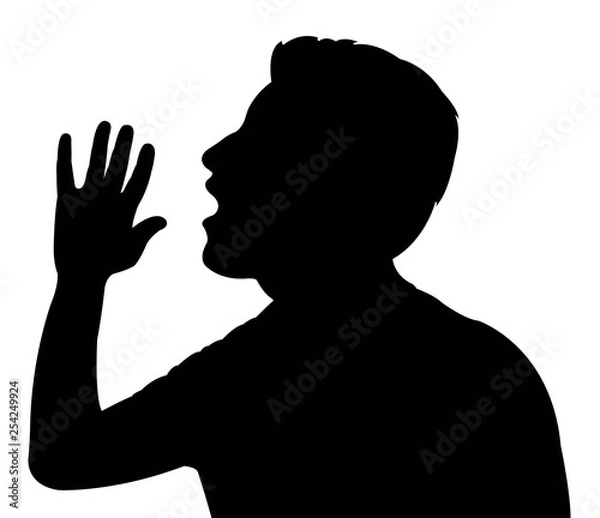 Obraz cheering man head silhouette vector