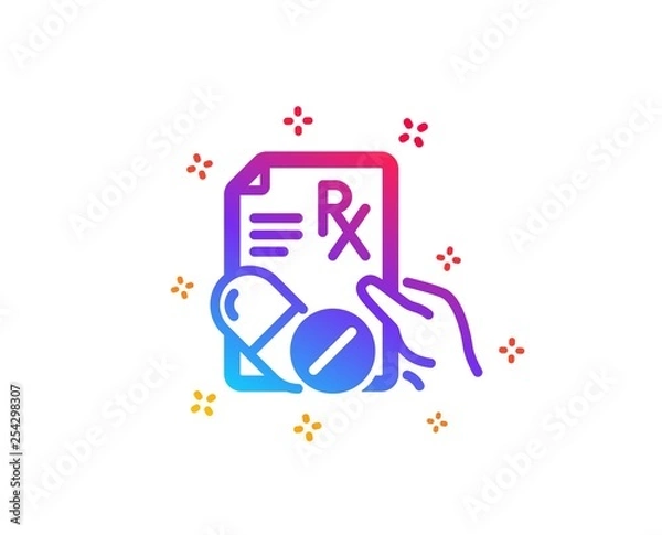 Fototapeta Prescription Rx recipe icon. Medicine drugs pills sign. Dynamic shapes. Gradient design prescription drugs icon. Classic style. Vector