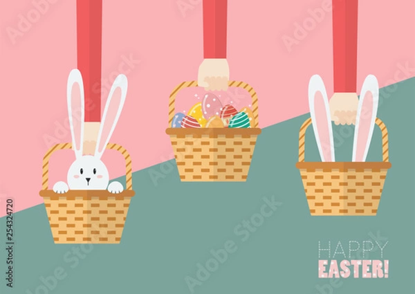 Fototapeta Hands are holding Easter baskets