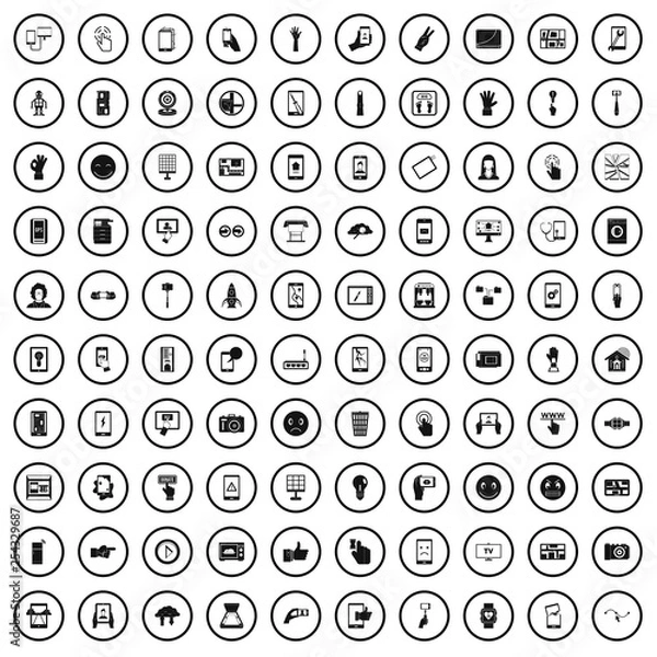 Fototapeta 100 touch screen icons set in simple style for any design vector illustration