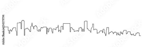 Fototapeta Modern cityscape continuous one line vector drawing