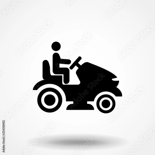 Fototapeta Man at grass machine icon. Simple illustration of man at grass machine vector icon for web design isolated on white background