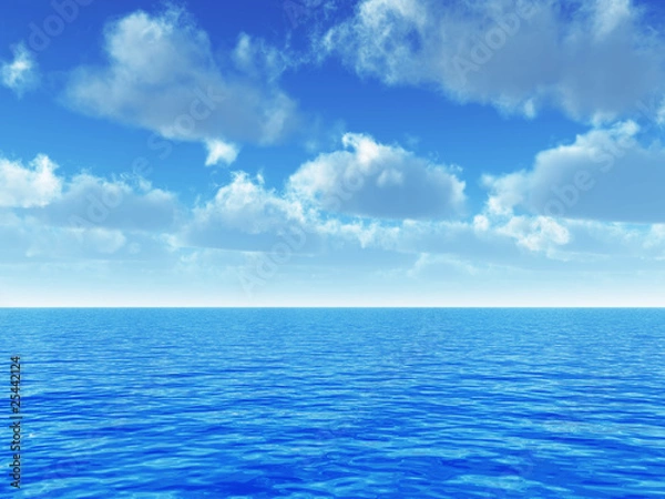 Obraz cloudy blue sky above a blue surface of the sea