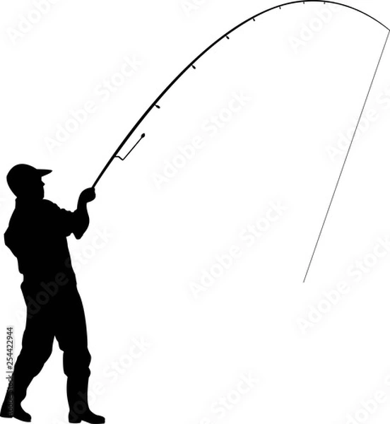 Obraz fisherman with a fishing rod, throws a fishing rod, fishing.vector image