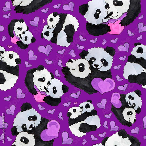 Obraz cute panda pattern. background for web and print purpose. marker art