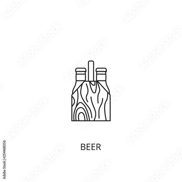 Fototapeta Beer vector icon, outline style, editable stroke
