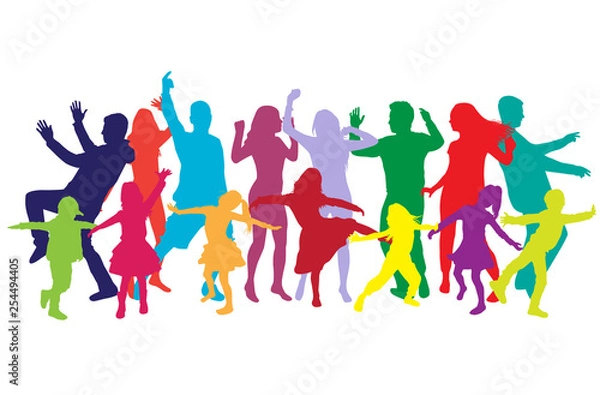 Obraz Happy family, dancing silhouettes.