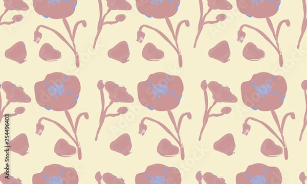 Fototapeta Vector seamless pattern with lovely poppies.