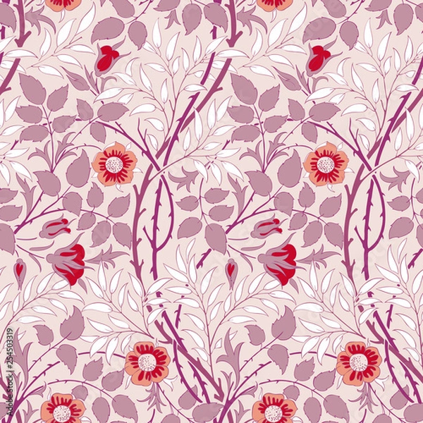 Fototapeta Floral pattern for your design. Modern seamless pattern for interior decoration, wrapping paper, graphic design and textile. Vector illustration. Background.