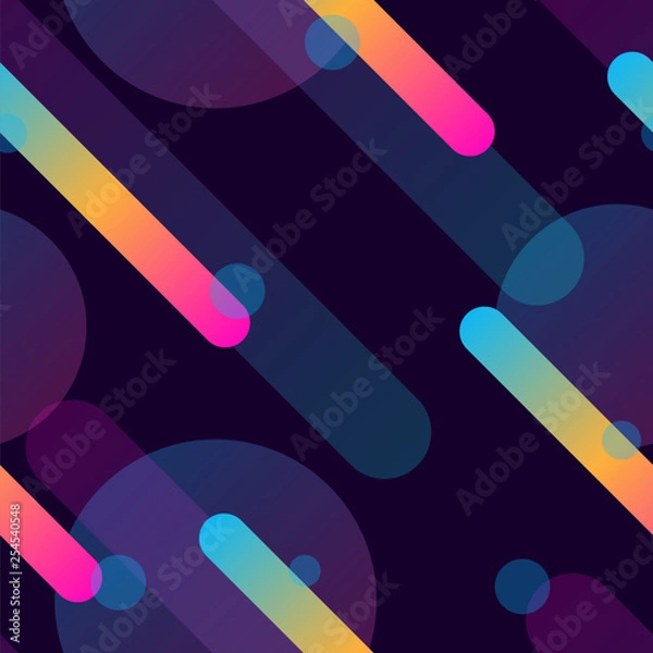 Fototapeta Vaporwave seamless 80's style pattern with geometric shapes.