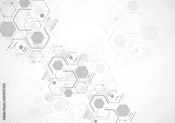 Obraz Molecular structure abstract tech background. Medical design. Vector illustration