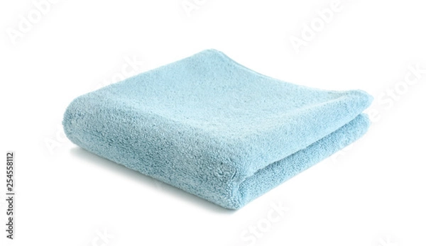 Fototapeta Folded soft terry towel on white background