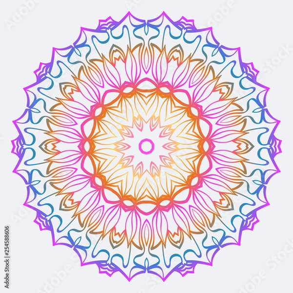 Fototapeta Flower Coloring Mandala. Decorative Vector Elements. Oriental Pattern. Indian, Moroccan, Mystic, Ottoman Motifs. Anti-Stress Therapy Pattern. Rainbow color