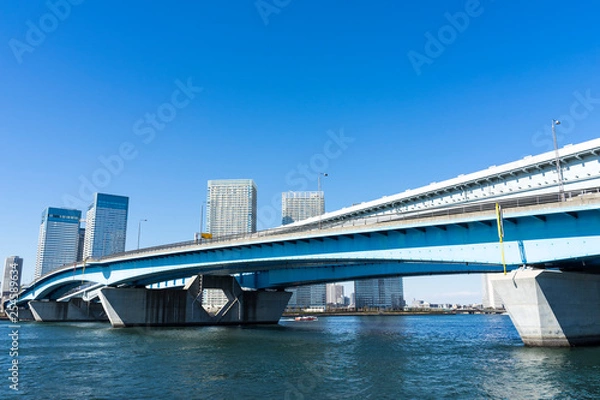 Fototapeta 晴海大橋と周辺の都市景観