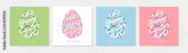 Fototapeta Happy easter greeting card template of different colors. Greeting Card. Vector illustration