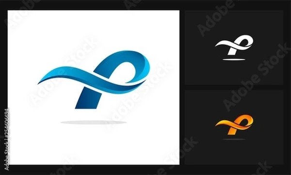 Obraz logo fali litery p