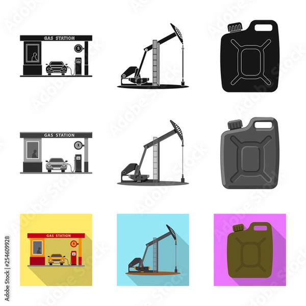 Fototapeta Vector design of oil and gas icon. Collection of oil and petrol vector icon for stock.