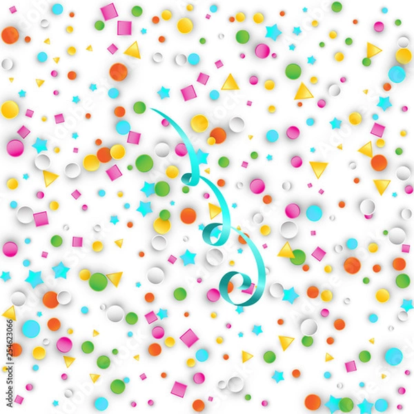 Fototapeta Colored Carnaval Confetti Background with Geometric Shapes
