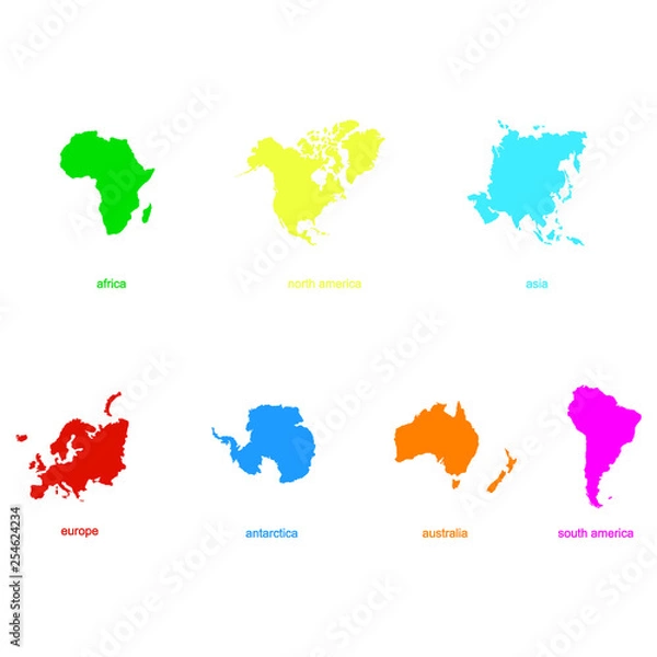 Fototapeta vector icon with world map and world continents for your design