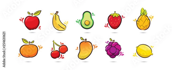 Obraz Cartoon happy fresh fruits