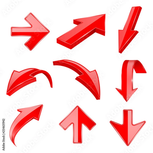 Fototapeta Red 3d shiny arrows. Up and down