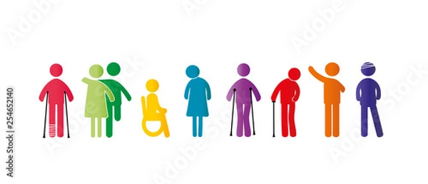 Obraz Mentally and physically disabled. Colorful pictograms