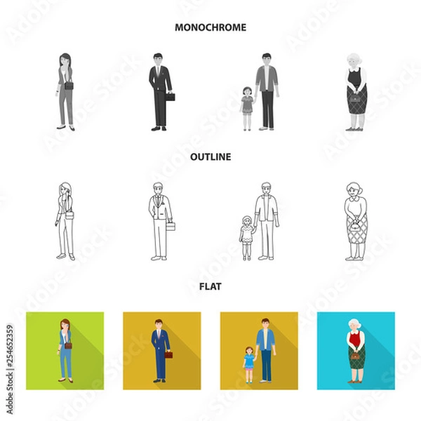 Fototapeta Isolated object of character and avatar  symbol. Collection of character and portrait vector icon for stock.