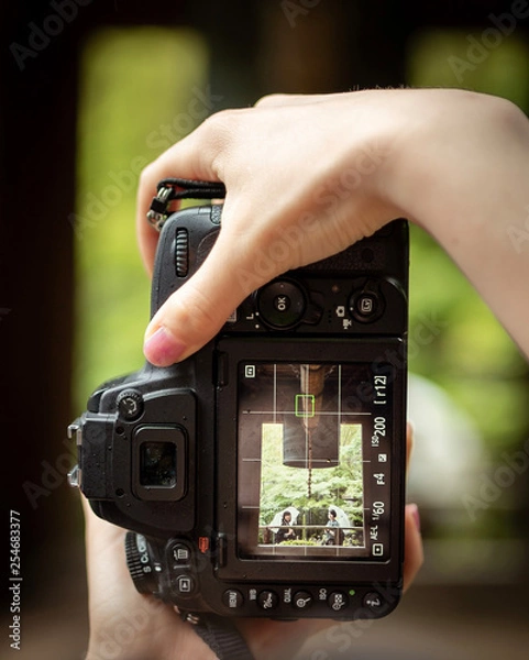 Fototapeta digital camera in hand