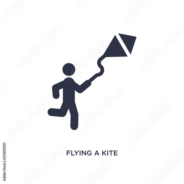 Fototapeta flying a kite icon on white background. Simple element illustration from activity and hobbies concept.