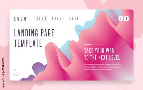Fototapeta Web site Landing page abstract pastel colors liquid flow shape background template. Gradient wave forms. EPS 10 vector illustration