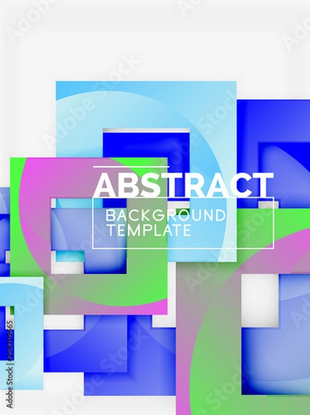 Fototapeta Geometric minimal abstract background with multicolored squares composition