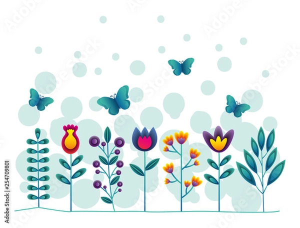 Obraz Flowers and butterflies