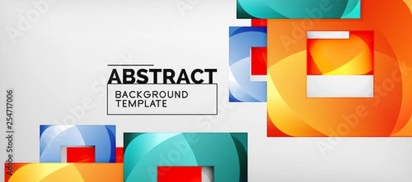 Fototapeta Background with color squares composition, modern geometric abstraction design for poster, cover, branding or banner