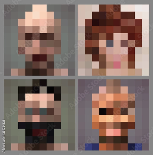 Obraz Set of anonymous pixel face