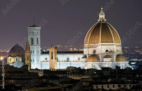 Obraz Catedral de Florencia de noche.