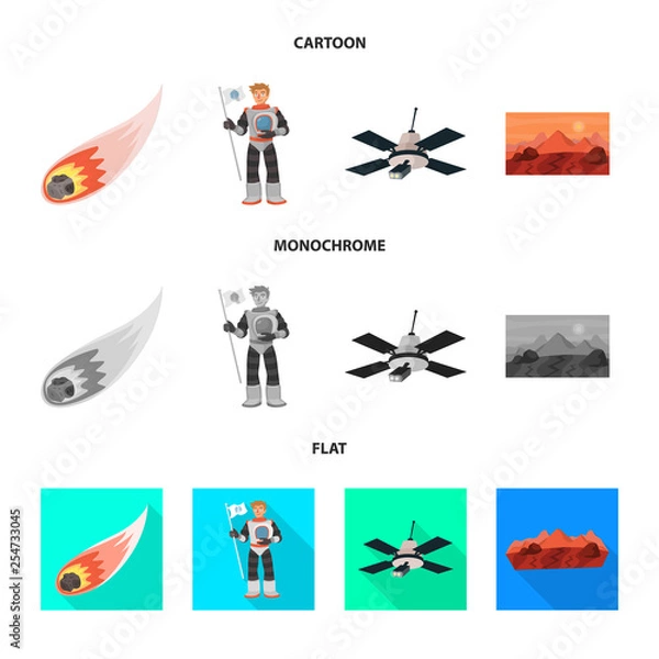 Fototapeta Isolated object of astronomy and technology  sign. Collection of astronomy and sky stock vector illustration.