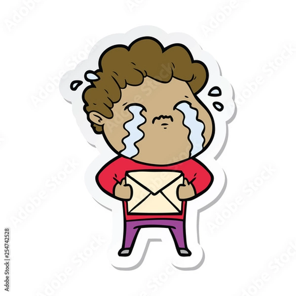 Obraz sticker of a cartoon man crying
