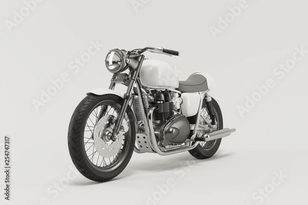 Obraz Caferacer motorcycle on clean background flatlay 3d illustration