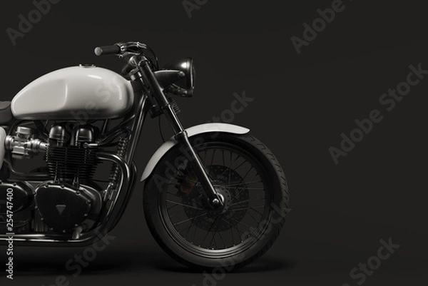 Obraz Caferacer motorcycle on clean background flatlay 3d illustration
