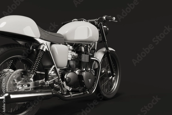 Obraz Caferacer motorcycle on clean background flatlay 3d illustration
