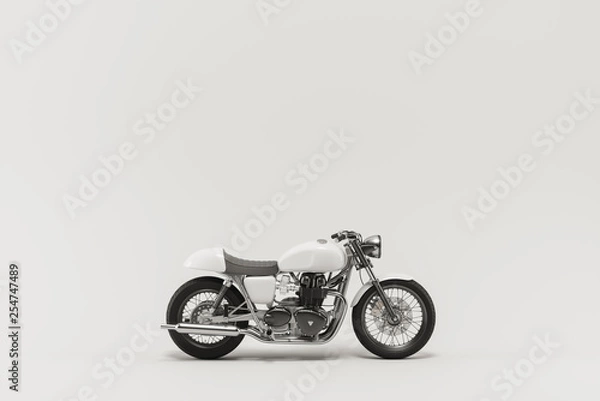 Obraz Caferacer motorcycle on clean background flatlay 3d illustration