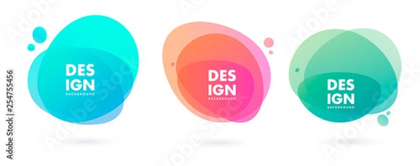 Fototapeta Zestaw abstrakcyjnych nowoczesnych elementów graficznych. Dynamiczne kolorowe formy i linie. Gradientowe abstrakcyjne banery o płynnych kształtach. Szablon do projektowania logo, ulotki lub prezentacji. Wektor.