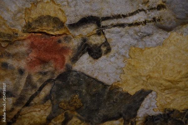 Obraz Vache sauvage peinte sur la paroi de la grotte de Lascaux