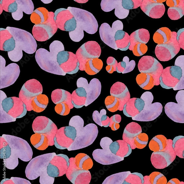 Obraz  watercolor easter pattern on black background