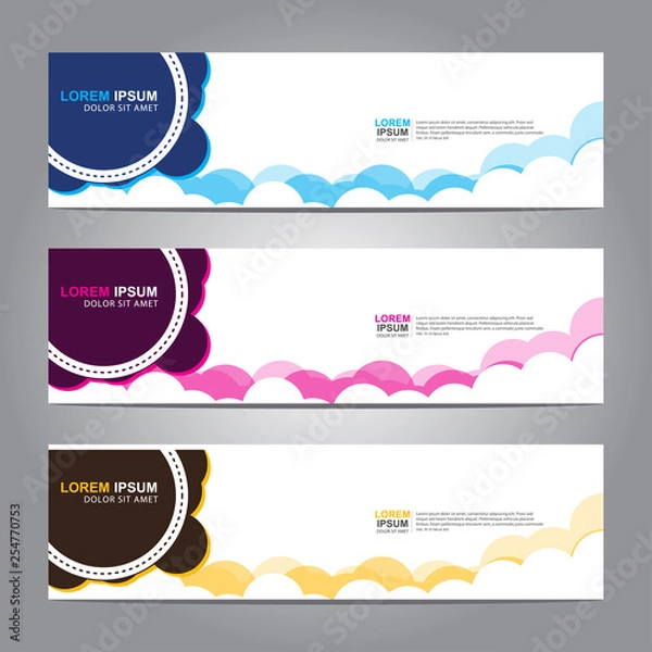 Fototapeta Vector abstract web banner design template. Collection of web banner template. Abstract geometric web design banner template isolated on grey background. 